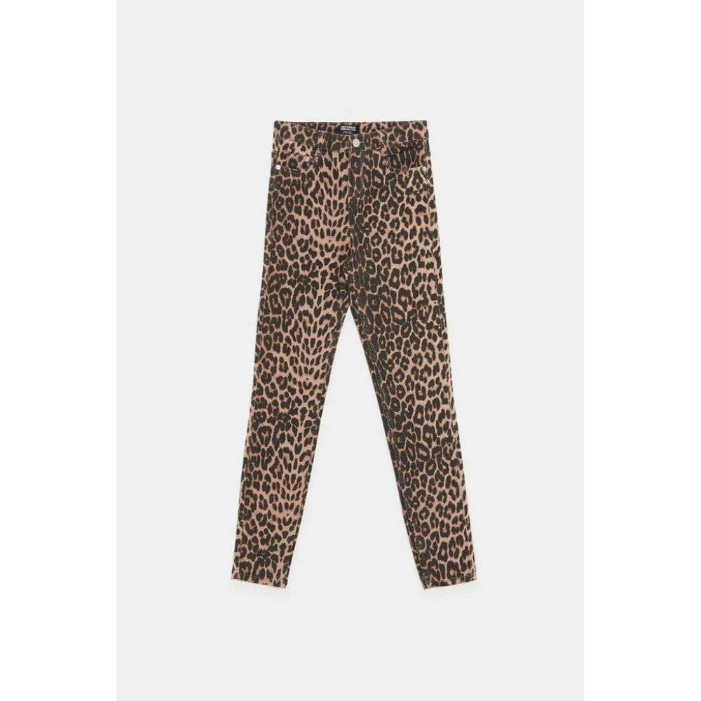 🌞NWT ZARA Leopard Print Hi-Rise Skinny Jeans Animal print-0327 / 221 / 051 - Picture 5 of 12